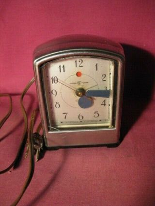 Vintage Telechron Art Deco Dura Silver Alloy Electric Alarm Clock Model Ab 712