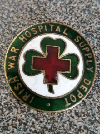 Rare Ww1 Irish War Hospital Supply Depot Enamel Badge / 1916