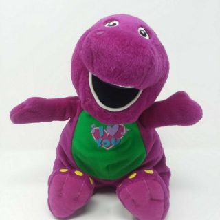Barney Dinosaur 10” Plush Toy I Love You 2007 Rare Tummy Design Euc