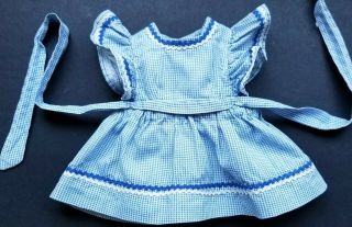 Vintage Blue And White Gingham Summer Doll Dress Rick Rack Fits 14 16 " Dolls