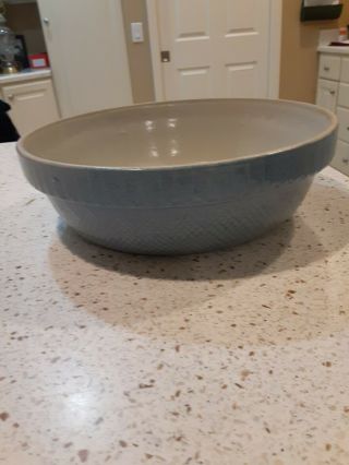 Antique Blue And White Stoneware Bowl,  Marked On Bottom Of Bowl