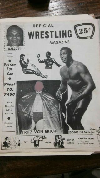 Rare Bobo Brazil Vs Von Erich Crusher Lisowski Wwwf 1959 Wrestling Program Nwa