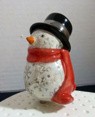 Nora Fleming Retired Mini,  " A Frosty Snowman " With Red Scarf,  Rare,  4 " Tall