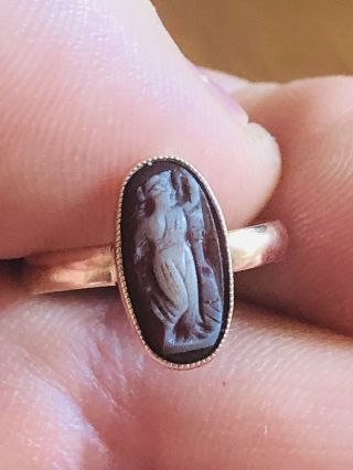 Antique Victorian 9 Ct Gold Ring With A Carved Shell Cameo Rare Collectable Late