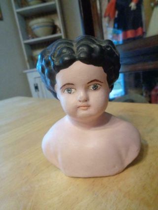 Antique Patent Washable/papier Mache Type Doll Head Repainted Parts/repair 4.  5 "