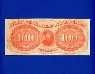 1860 ' s $100 Citizens Bank Louisiana CIVIL WAR RARE CRISP GEM UNC NOTE 2