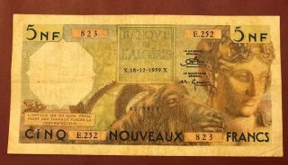 Algeria Algerie Tunisia Tunisie 5 Franc Bukhus French Colony 1959 Rare P 118