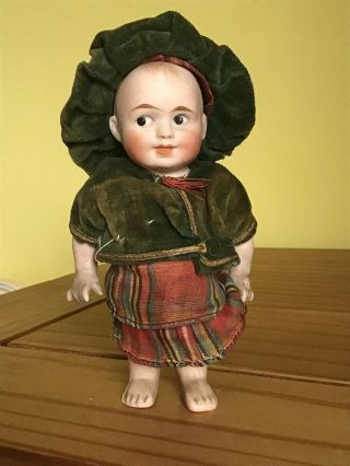 Rare Antique Vintage Miniature Bisque Doll - Germany 5 " Tall