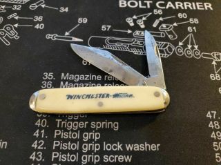 Vintage Usa Winchester Novelty 2 - Blade Pocket Knife Advertising Logo Rare