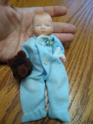 Jointed Porcelain/ Bisque Germany Grace S Putnam 6 " Small Baby Boy Doll Rare