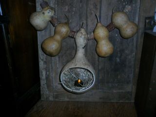 Primitive Gourd Garland,  Large With Center Light - Homestead Dried Gourds W/cobs