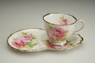 Rare Vintage Royal Albert American Beauty Tea Cup & Saucer Tennis Set