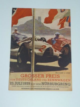 Very Rare Vintage 1939 German Grand Prix Programme Rudolf Caracciola Winner