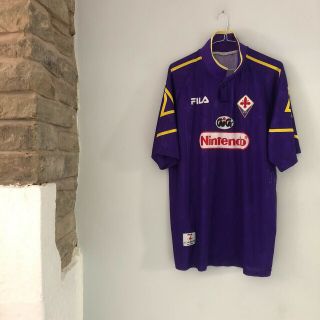 Xl Mens Football Shirt Fiorentina 1997 Home Ultra Rare Nintendo Serie A Maglia