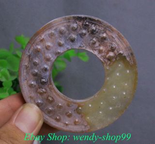 7cm Antique China Liangzhu Culture Old Jade Carved Yu Bi Jade Pei Amulet Pendant