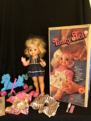 17 " Vintage Mattel Timey Tell Doll With Accessories Box 1970