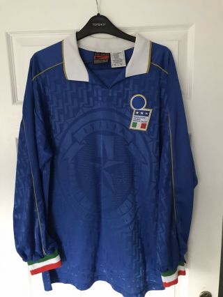 Rare Match Issue Italy Football Shirt 1995 Nike Large Classic Soccer Jersey L/s