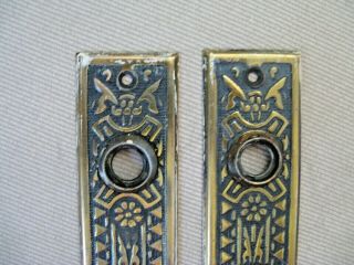 2 Matching Antique Eastlake Door Knob Plates 1 - 5/8 