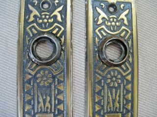 2 Matching Antique Eastlake Door Knob Plates 1 - 5/8 