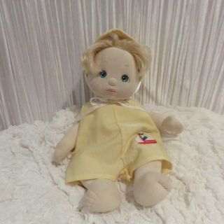Vintage 1985 Mattel My Child Baby Doll With Blond Hair And Turquoise Blue Eyes