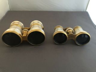 2 Pairs Of Vintage Opera Glasses With Cases Mother Of Pearl Rare