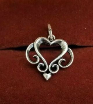 James Avery Sterling Silver 925 Rare Strong Avery Mark Heart Charm Pendant