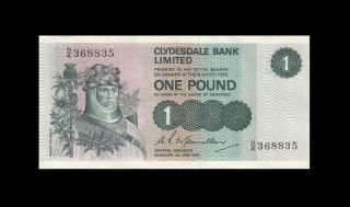 1.  5.  1972 Clydesdale Bank Scotland One Pound Rare Date ( (aunc/unc))
