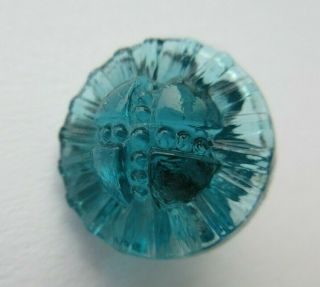 Vibrant Antique Vtg Molded Azure Blue Glass Charmstring Button 5/8 " (u)