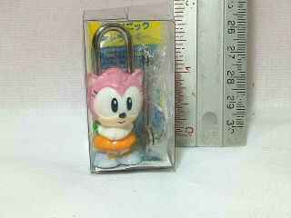 Rare Sonic The Hedgehog Amy Rose 2 " Padlock Figure Mascot Sega Prize Japan 1991