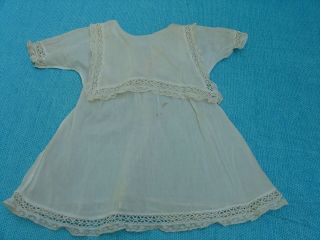 Antique Doll Dress Ivory Fabric Lace Eyelet Victorian Style