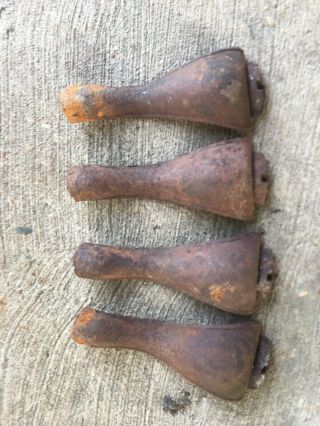 Large Antique Vintage Set Of 4 Wood Stove Legs Cast Iron