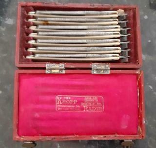 Rare Vintage " Kropp " Straight Shaving 7 Day Razor Set With Sheffield Made Blades