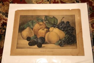 Fruit Piece Hand Colored Currier And Ives Lithograph C2179