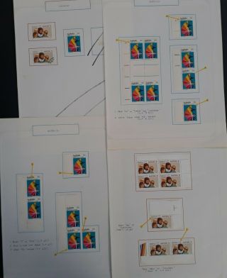 Rare 1972 Australia 4x Pages With 7c&35c Christmas Stamps / Usedvarieties