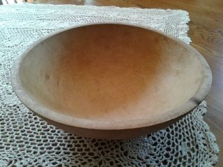 Antique Wooden Bowl Primitive Dough Bowl 13 " By 12.  25 ".