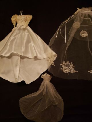 Barbie Vintage Wedding Dress/ Gown Plus 2 Veils