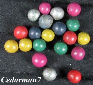 Cedarman7,  Group Of 20 Antique Dyed Clay Peewee Marbles Very Old Toy