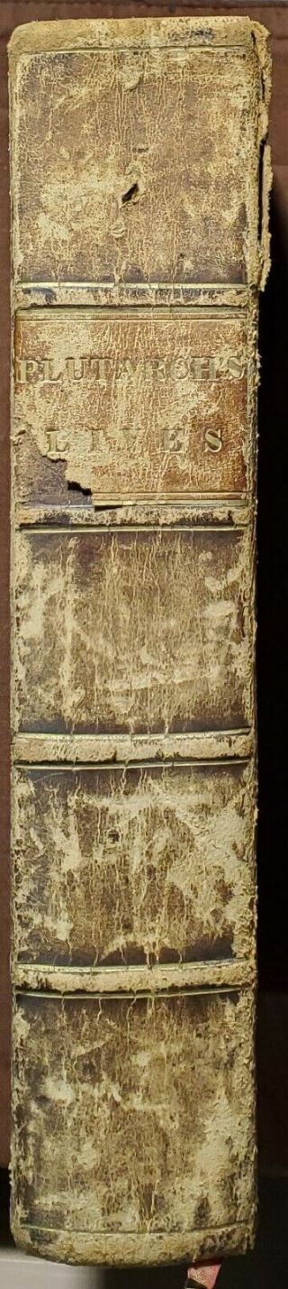 1834 Old Leather Antique Book / Plutarch ' s Lives by John & William Langhorne 3