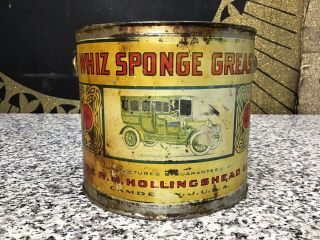 Rare Vintage Whiz Sponge Grease Automotive Car Gas Station Advertising Tin Can