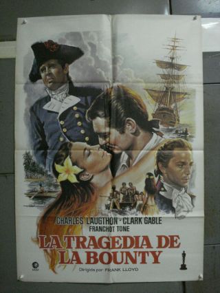 Aag85 Mutiny On The Bounty Clark Gable Charles Laughton Rare 1sh Spanish Poster