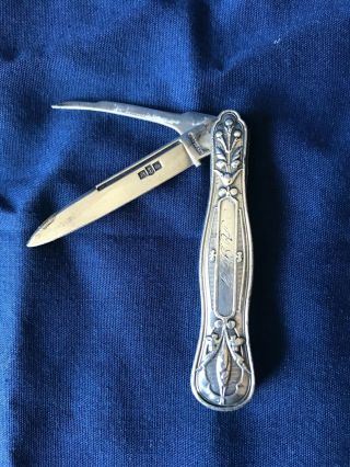 Antique Sterling Silver Pocket Knife And Fruit Pick