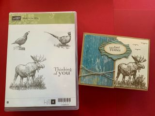 Stampin Up Walk In The Wild - Moose Pheasant Quail Birds Rare Rubber Stamps Fall