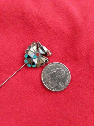 Native American Zuni Thunderbird Sterling Silver Stick Hat Pin,  Signed Jj Niiha.
