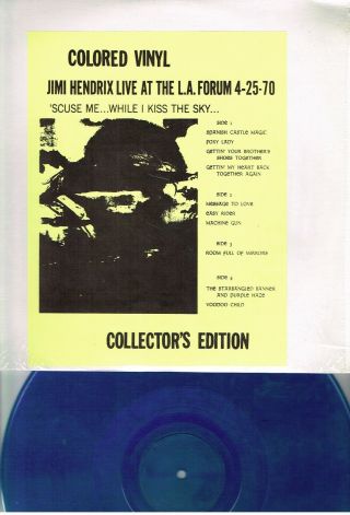Jimi Hendrix - Live At The L.  A.  Forum 4 - 25 - 70 Very Rare Red And Blue Col 2 X Lp