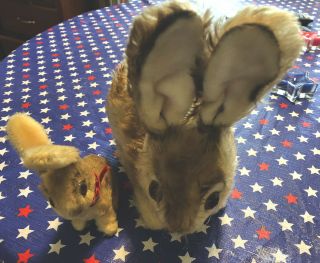 2 Vintage Steiff Mohair Bunny Rabbits Pummy