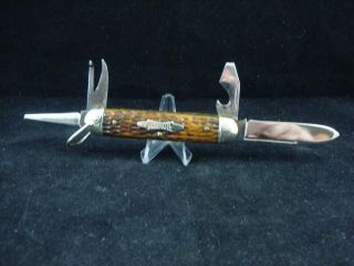 Schrade Cut Co Walden Ny.  Usa Green Bone Rare Scouts Prepare Scout Knife 1904 - 40