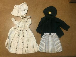 Antique Vintage Doll Clothes - Dress And Skirt/jacket/hat Combo Outfit