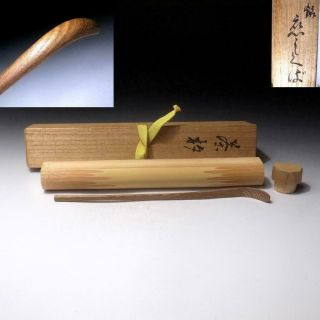 @es39: Japanese Wooden Teaspoon,  Chashaku With Signed Wooden Box,  Tea Ceremony