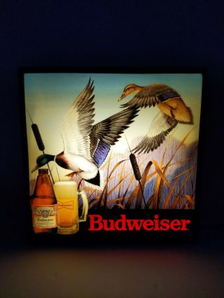 Vintage Rare Light Up Budweiser Beer Bar Sign Ducks Mallards In Flight