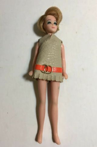 Vintage Topper Jessica/dawn Doll With Rare Faux Leather Mini Dress